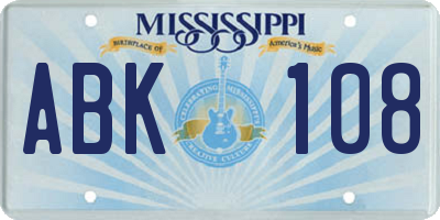 MS license plate ABK108