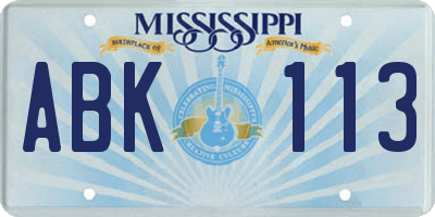 MS license plate ABK113