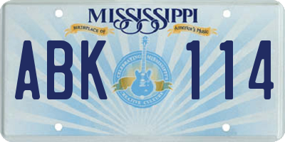 MS license plate ABK114