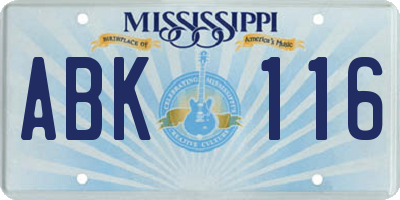 MS license plate ABK116