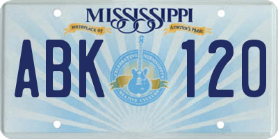 MS license plate ABK120
