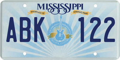 MS license plate ABK122