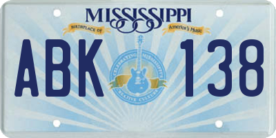 MS license plate ABK138