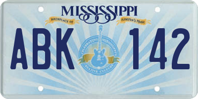 MS license plate ABK142