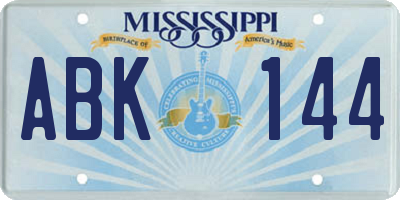MS license plate ABK144