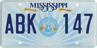 MS license plate ABK147