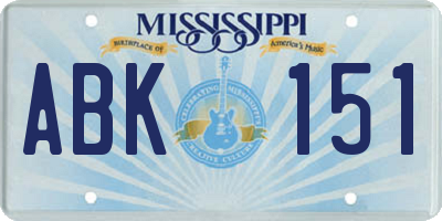 MS license plate ABK151