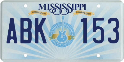 MS license plate ABK153
