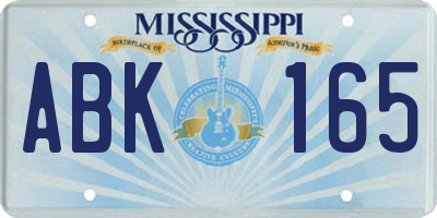 MS license plate ABK165