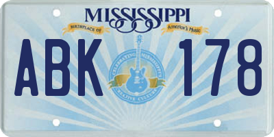 MS license plate ABK178