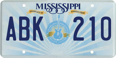 MS license plate ABK210
