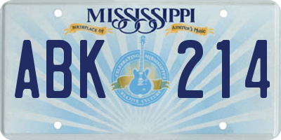 MS license plate ABK214