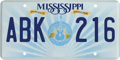 MS license plate ABK216