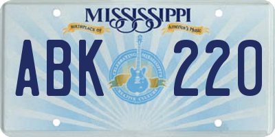 MS license plate ABK220