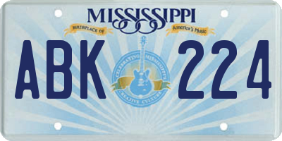 MS license plate ABK224