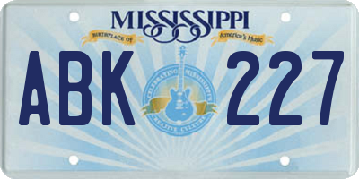MS license plate ABK227