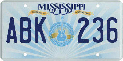 MS license plate ABK236