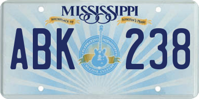 MS license plate ABK238