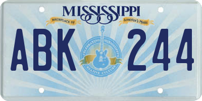 MS license plate ABK244