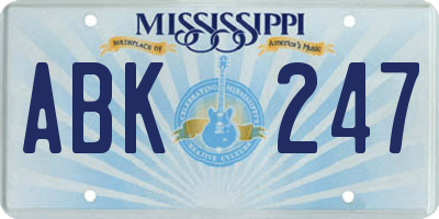MS license plate ABK247
