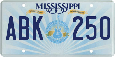 MS license plate ABK250
