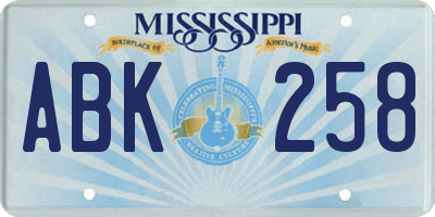 MS license plate ABK258