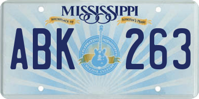 MS license plate ABK263