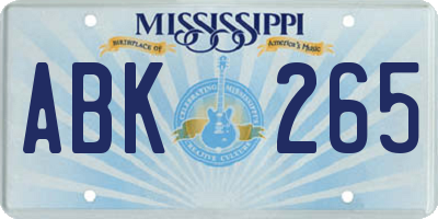 MS license plate ABK265