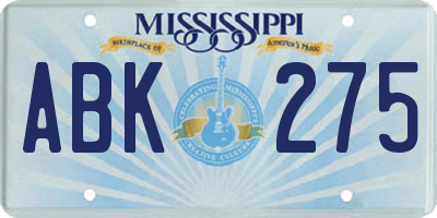 MS license plate ABK275
