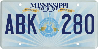 MS license plate ABK280