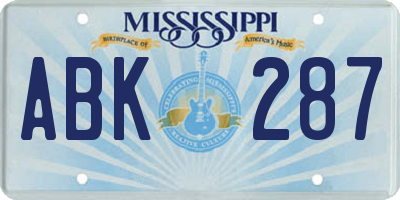 MS license plate ABK287