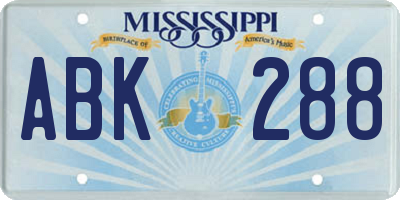 MS license plate ABK288