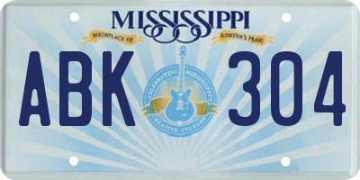 MS license plate ABK304