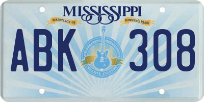 MS license plate ABK308