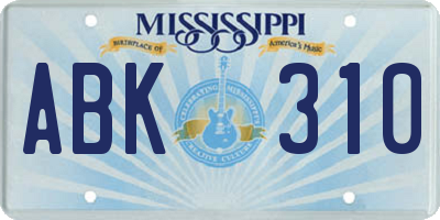 MS license plate ABK310