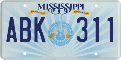 MS license plate ABK311