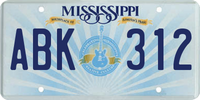 MS license plate ABK312
