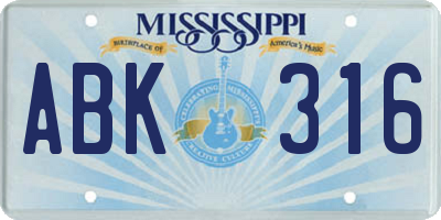 MS license plate ABK316