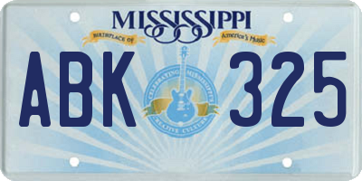 MS license plate ABK325