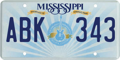 MS license plate ABK343