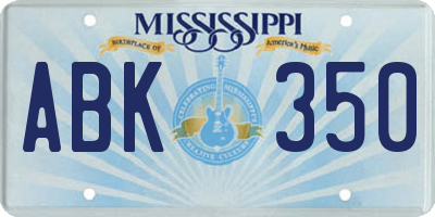 MS license plate ABK350