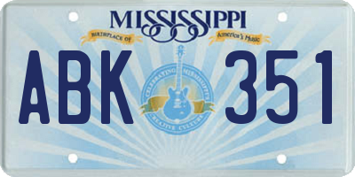 MS license plate ABK351