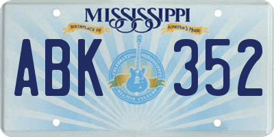 MS license plate ABK352