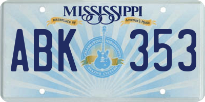 MS license plate ABK353