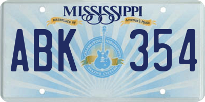 MS license plate ABK354