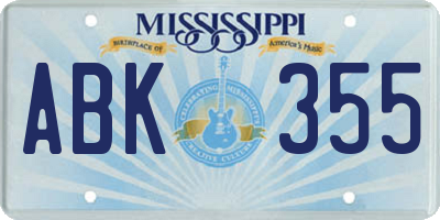 MS license plate ABK355