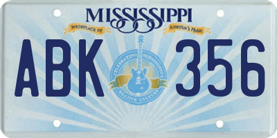 MS license plate ABK356