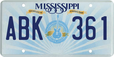 MS license plate ABK361