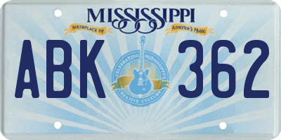 MS license plate ABK362