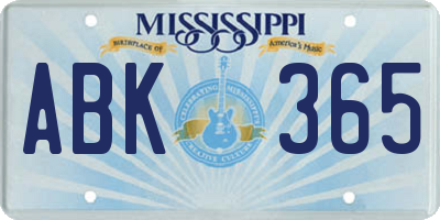 MS license plate ABK365